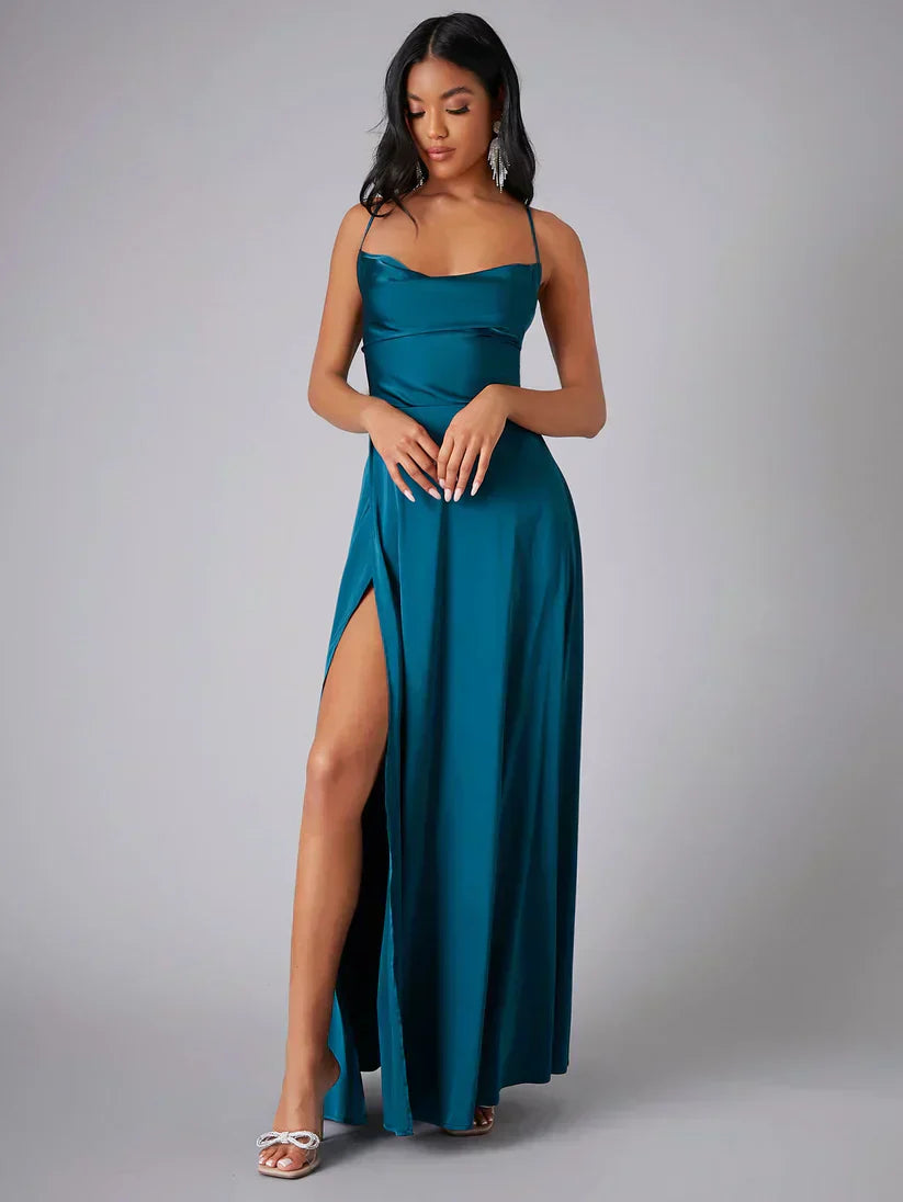 Silk Maxi Dress Open Back Criss Cross Exclusive Collection