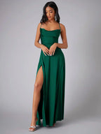 Silk Maxi Dress Open Back Criss Cross Exclusive Collection