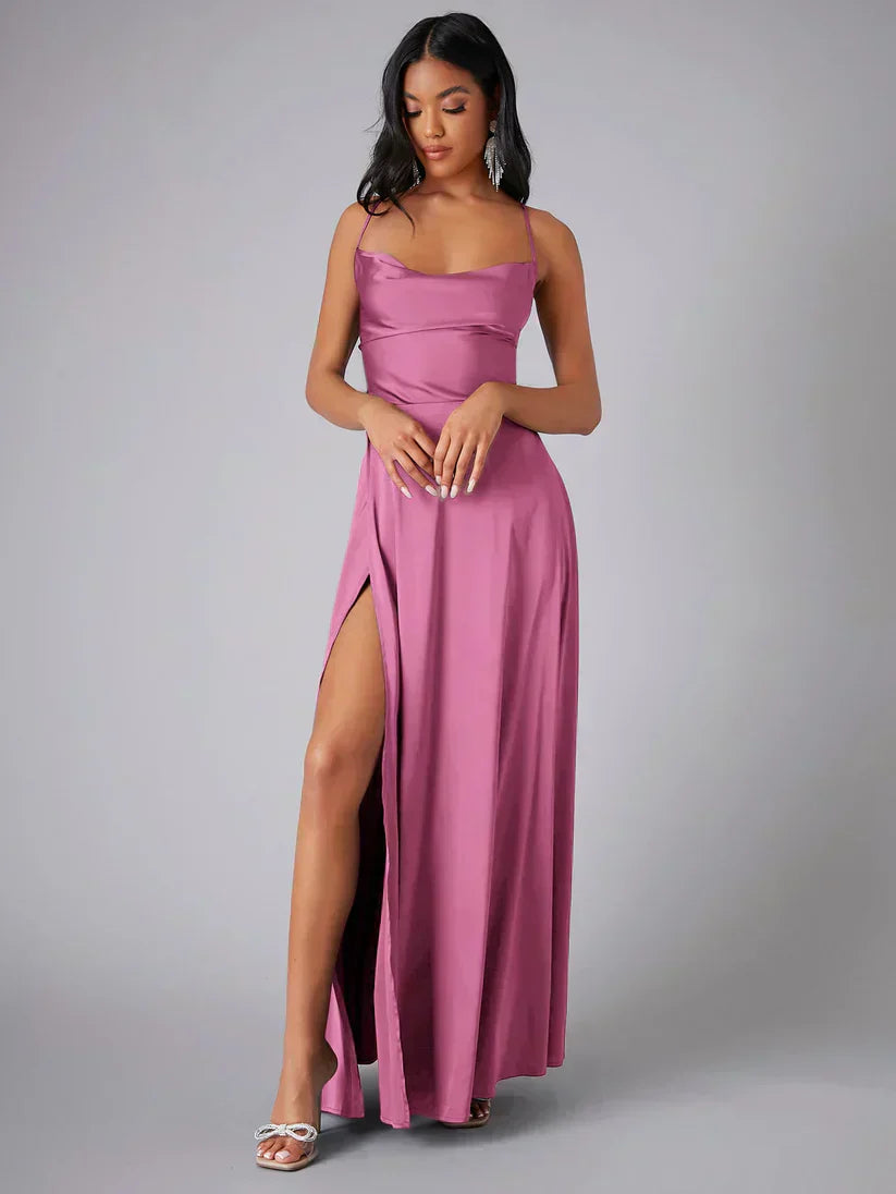 Silk Maxi Dress Open Back Criss Cross Exclusive Collection