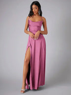 Silk Maxi Dress Open Back Criss Cross Exclusive Collection