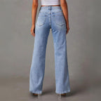 Premium Denim Collection Womens Flared Wide Leg Jeans High Rise Front Seam Limited Edition