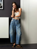 Premium Denim Barrel Cut Mid Rise Wide Leg Jeans Exclusive