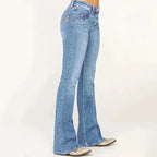 Premium Denim Women's Mid Rise Flared Jeans Front Seam Edition Limited
