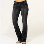 Premium Denim Women's Mid Rise Flared Jeans Front Seam Edition Limited