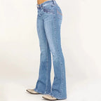 Premium Denim Women's Mid Rise Flared Jeans Front Seam Edition Limited