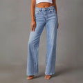 Premium Denim Collection Womens Flared Wide Leg Jeans High Rise Front Seam Limited Edition