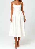 Corset Midi Dress For Women Luxe Fabric Limited Edition Wedding Guest Couture