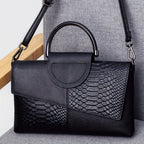 Crocodile Embossed Flap Crossbody Bag Top Handle Limited Edition Artisanal Craftsmanship
