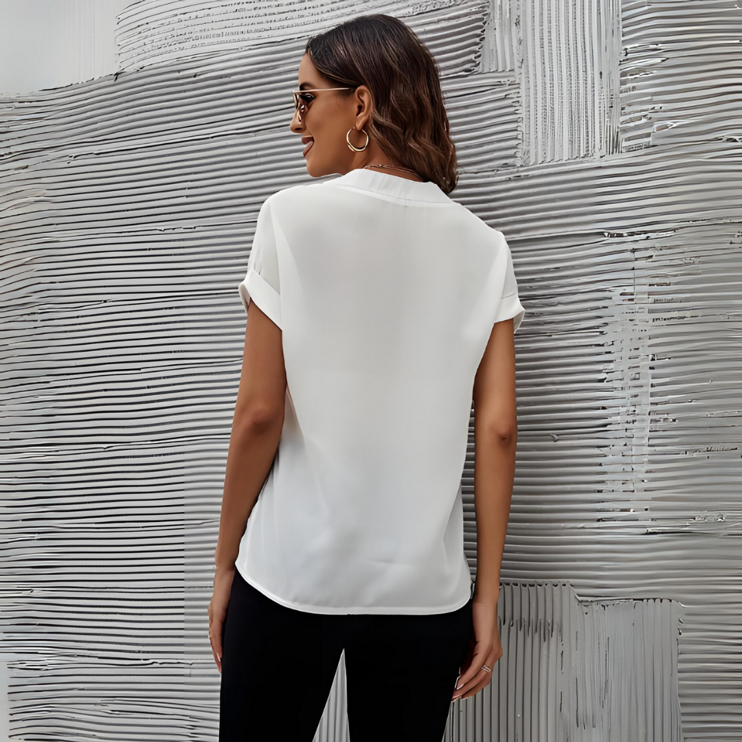 Elizabeth V Neck Blouse Polyester Viscose Blend Luxe Collection Exclusive Draped Shape