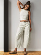 Premium Denim Barrel Cut Mid Rise Wide Leg Jeans Exclusive