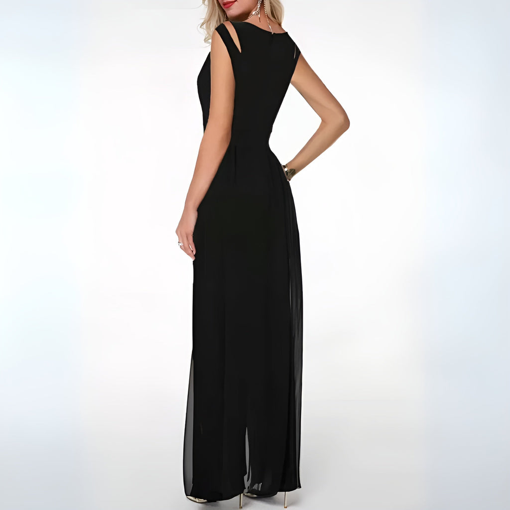 Crepe Sleeveless Wide Leg Jumpsuit Summer Collection Exclusive Refinement