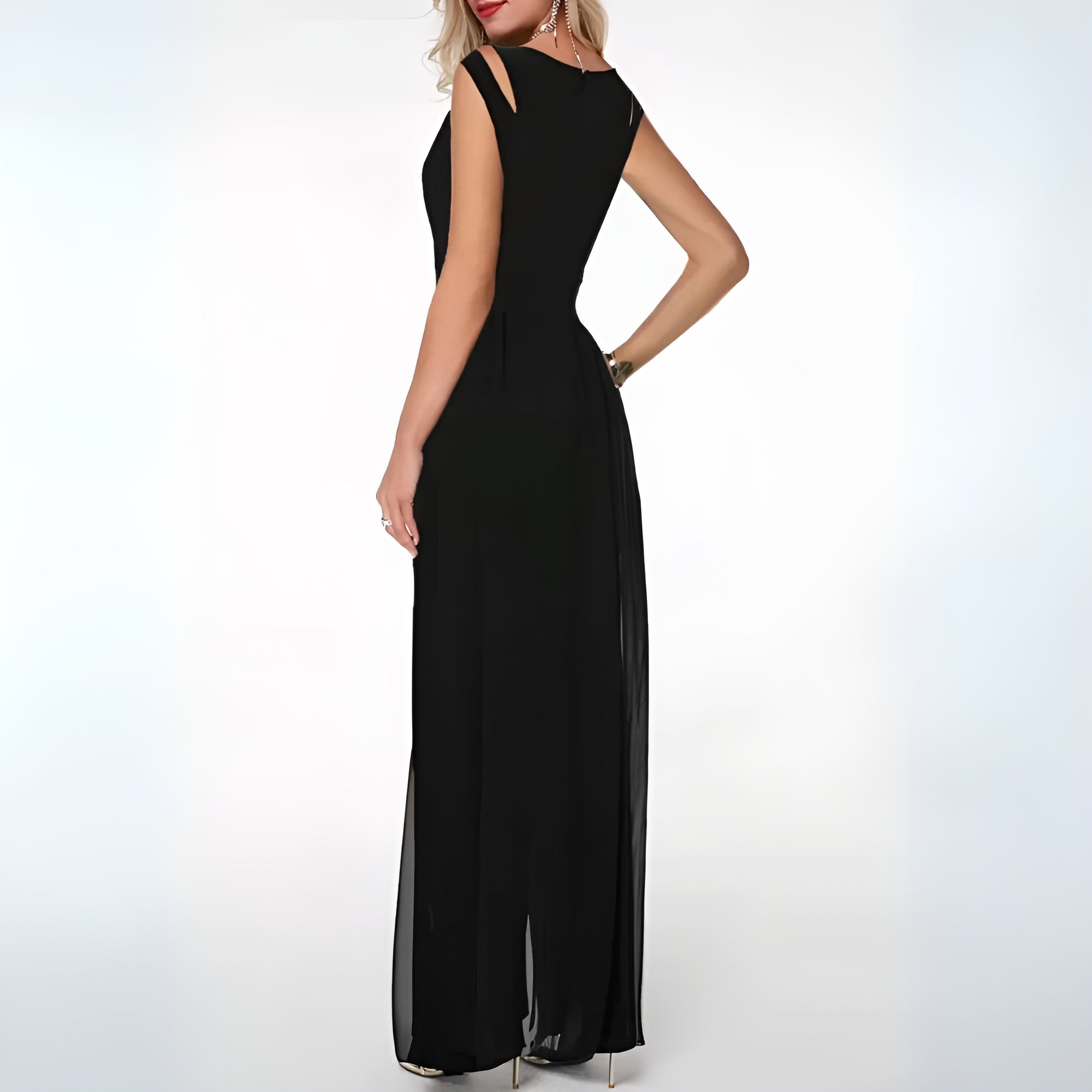 Crepe Sleeveless Wide Leg Jumpsuit Summer Collection Exclusive Refinement
