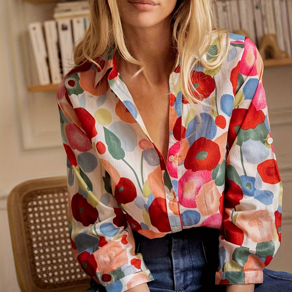 Floral Print Silk Blend Blouse Spring Collection Exclusive Edition Timeless