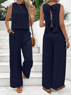 Textured Top And Trousers Set Scalloped Hem Limited Edition Collection