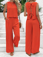 Textured Top And Trousers Set Scalloped Hem Limited Edition Collection