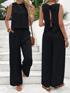 Textured Top And Trousers Set Scalloped Hem Limited Edition Collection