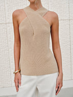 Minimalist Collection Halter Top With Crossover Collar Limited Edition
