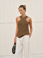 Minimalist Collection Halter Top With Crossover Collar Limited Edition