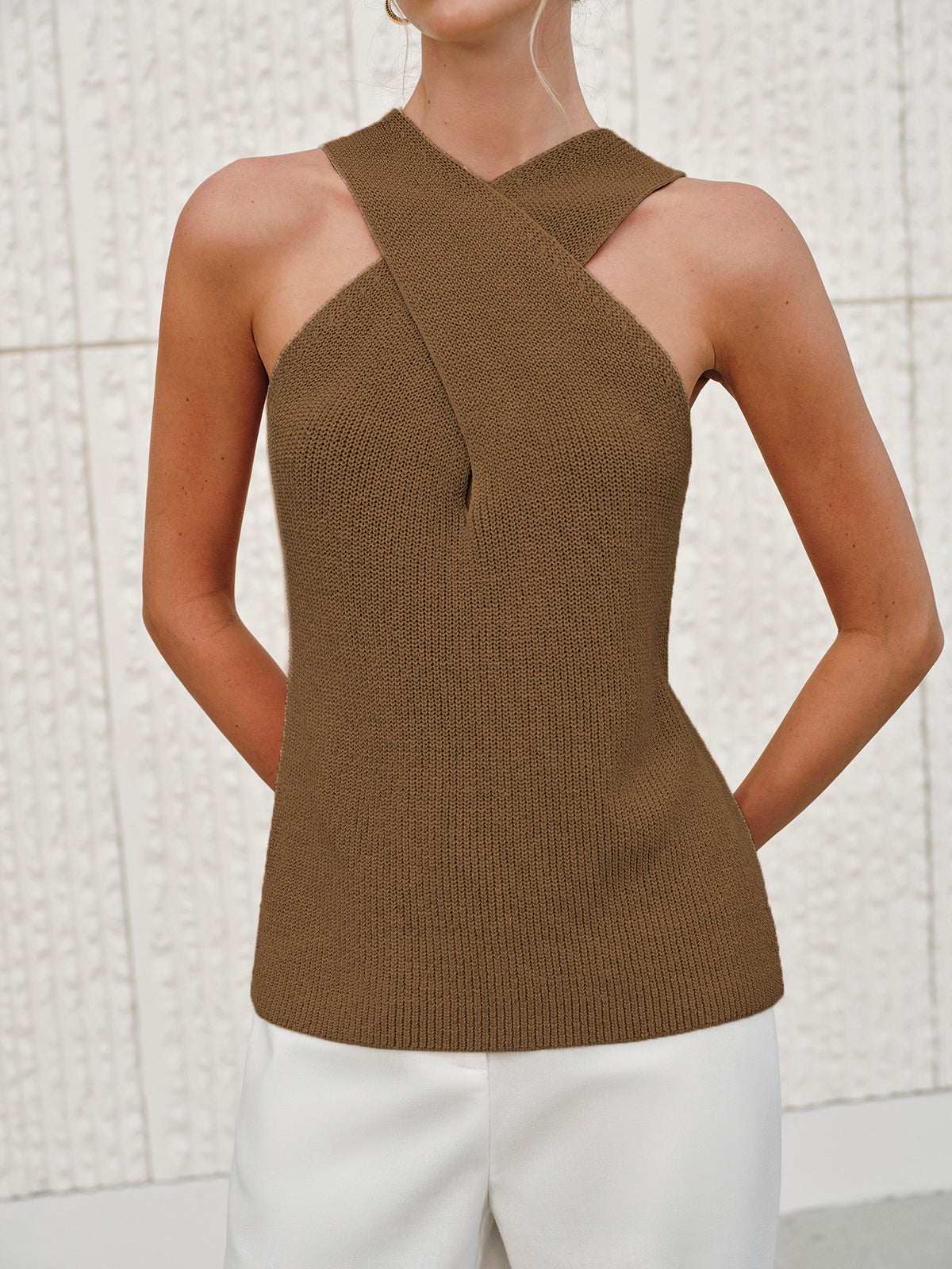 Minimalist Collection Halter Top With Crossover Collar Limited Edition
