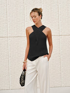 Minimalist Collection Halter Top With Crossover Collar Limited Edition