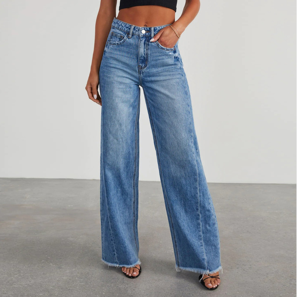 Premium Selvedge Denim High Waisted Wide Leg Jeans Exclusive Capsule Collection