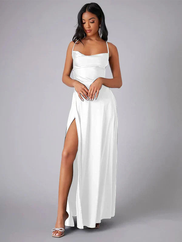Silk Maxi Dress Open Back Criss Cross Exclusive Collection