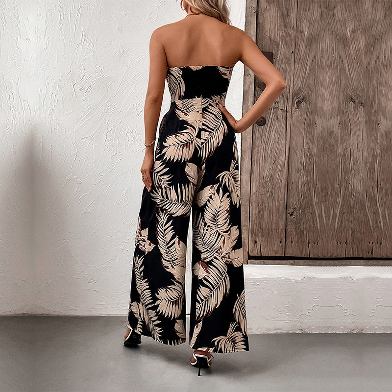 Floral Print Strapless Maxi Jumpsuit With Crepe Belt Limited Edition Exclusive Release