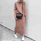 Knitted Coordinated Set Roll Neck Ribbed Knit Exclusive