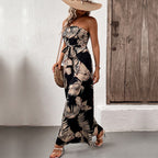 Floral Print Strapless Maxi Jumpsuit With Crepe Belt Limited Edition Exclusive Release