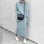 Knitted Coordinated Set Roll Neck Ribbed Knit Exclusive