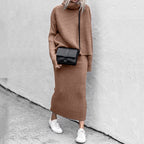 Knitted Coordinated Set Roll Neck Ribbed Knit Exclusive
