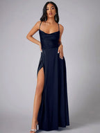 Silk Maxi Dress Open Back Criss Cross Exclusive Collection