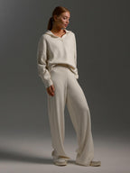 Luxe Knit Loungewear Set Polo Neck Jumper Wide Leg Trousers Limited Edition