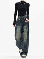Premium Denim Baggy Wide Leg Jeans High Rise Limited Collection Capsule