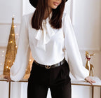 Silk Bow Tie Blouse With High Neck Long Sleeve Limited Edition Collection