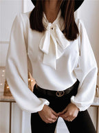 Silk Bow Tie Blouse With High Neck Long Sleeve Limited Edition Collection