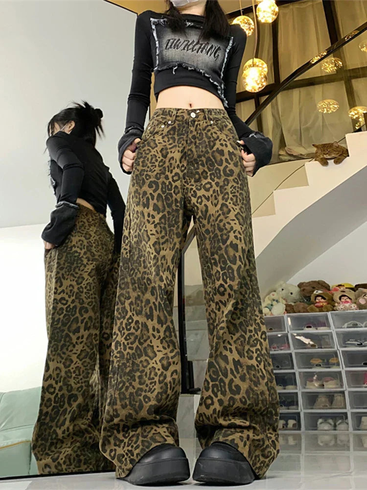 Leopard Print Wide Leg Jeans Vintage Collection Exclusive