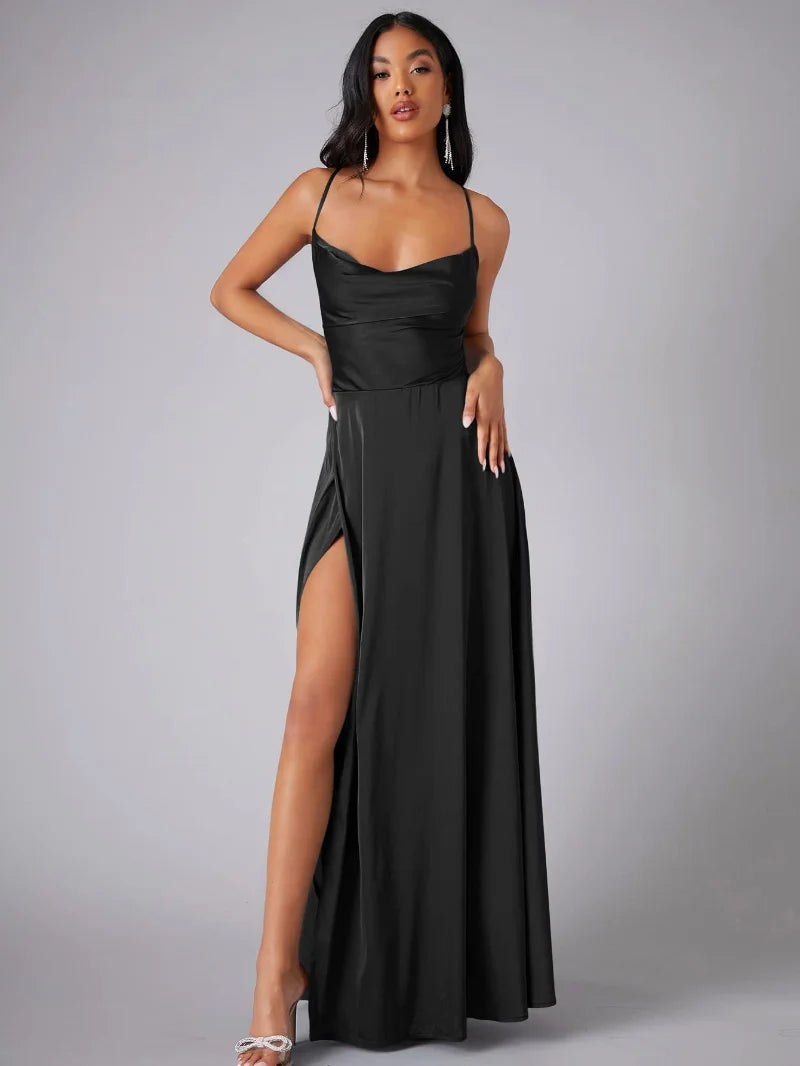 Silk Maxi Dress Open Back Criss Cross Exclusive Collection