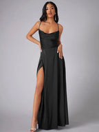 Silk Maxi Dress Open Back Criss Cross Exclusive Collection