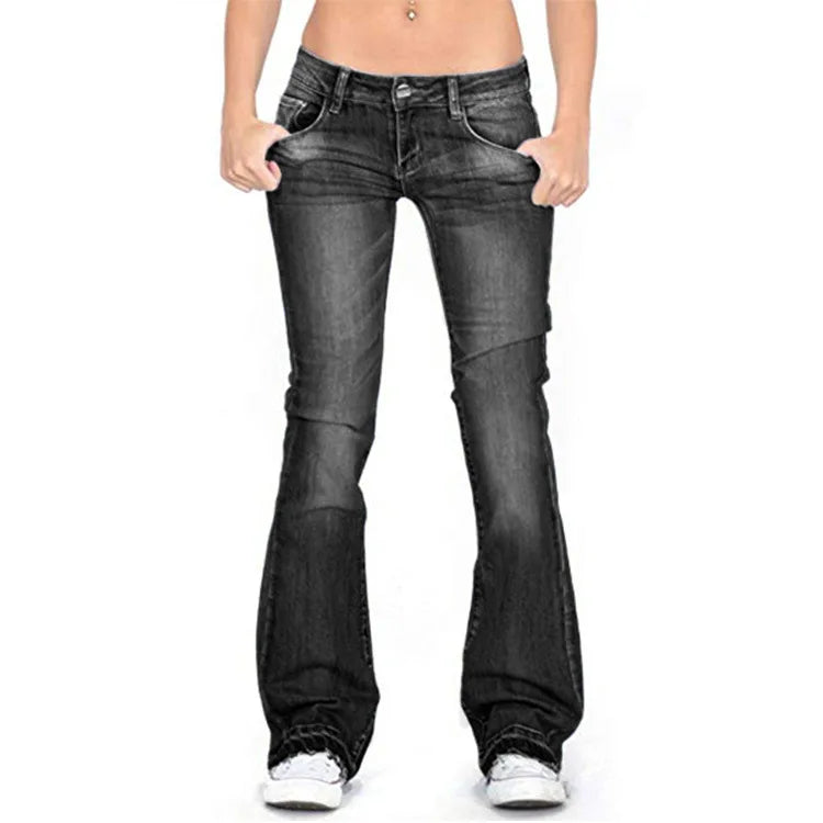 Womens Low Rise Flared Jeans From Premium Denim Collection Limited Edition