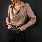 Womens Silk Cowl Neck Blouse Limited Edition Luxury Collection Exclusive