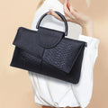 Crocodile Embossed Flap Crossbody Bag Top Handle Limited Edition Artisanal Craftsmanship