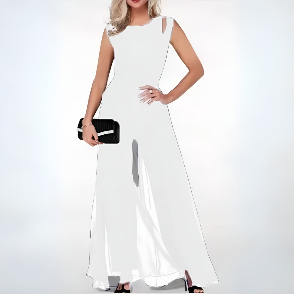 Crepe Sleeveless Wide Leg Jumpsuit Summer Collection Exclusive Refinement