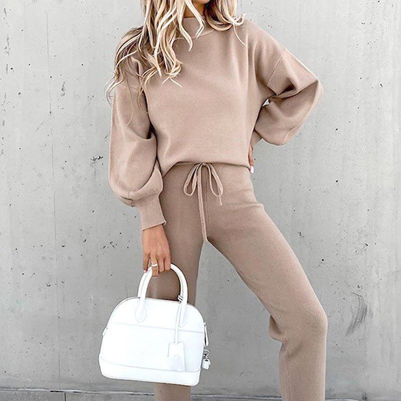 Heritage Atelier Luxe Lounge Exclusive Loungewear Set Balloon Sleeve Top Trousers