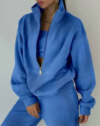 Premium Luxe Collection Limited Loungewear Set Quarter Zip Top And Elasticated Trousers
