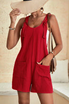 Luxe Linen Romper For Women Relaxed Fit Adjustable Tie Straps Limited Edition
