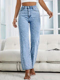 Pearl Embellished Denim Jeans for Women, High-Waisted Straight Leg, Exclusive