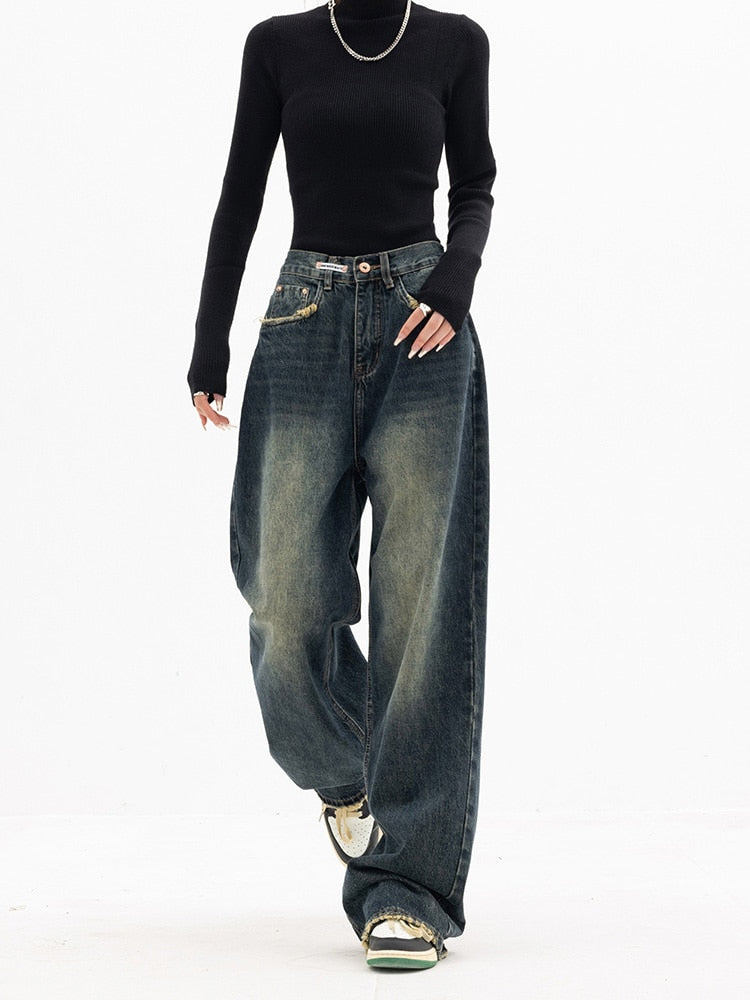 Premium Denim Baggy Wide Leg Jeans High Rise Limited Collection Capsule