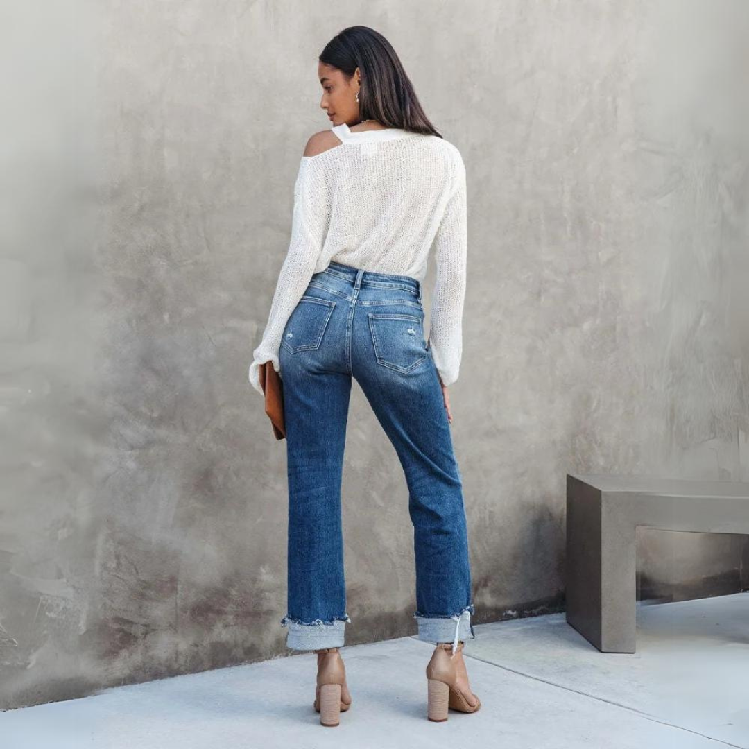 Premium Denim High-Waist Jeans Rolled Cuffs Limited Edition