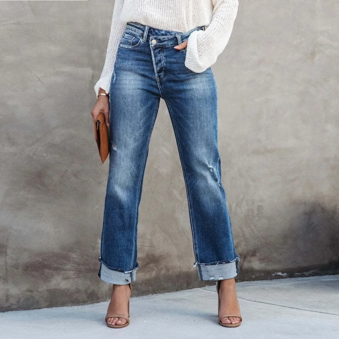Premium Denim High-Waist Jeans Rolled Cuffs Limited Edition